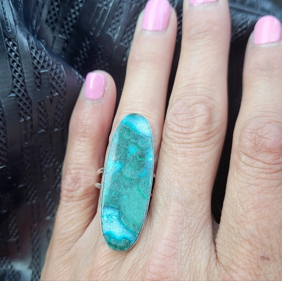 🩵Chrysocolla Malachite Sterling Silver Ring - Picture 2 of 3